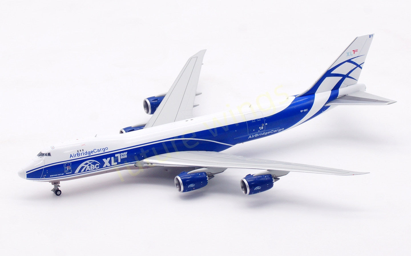 1:400 HX Models AirBridgeCargo B747-8F VP-BBY Aircraft Model Free Tractor+Stand