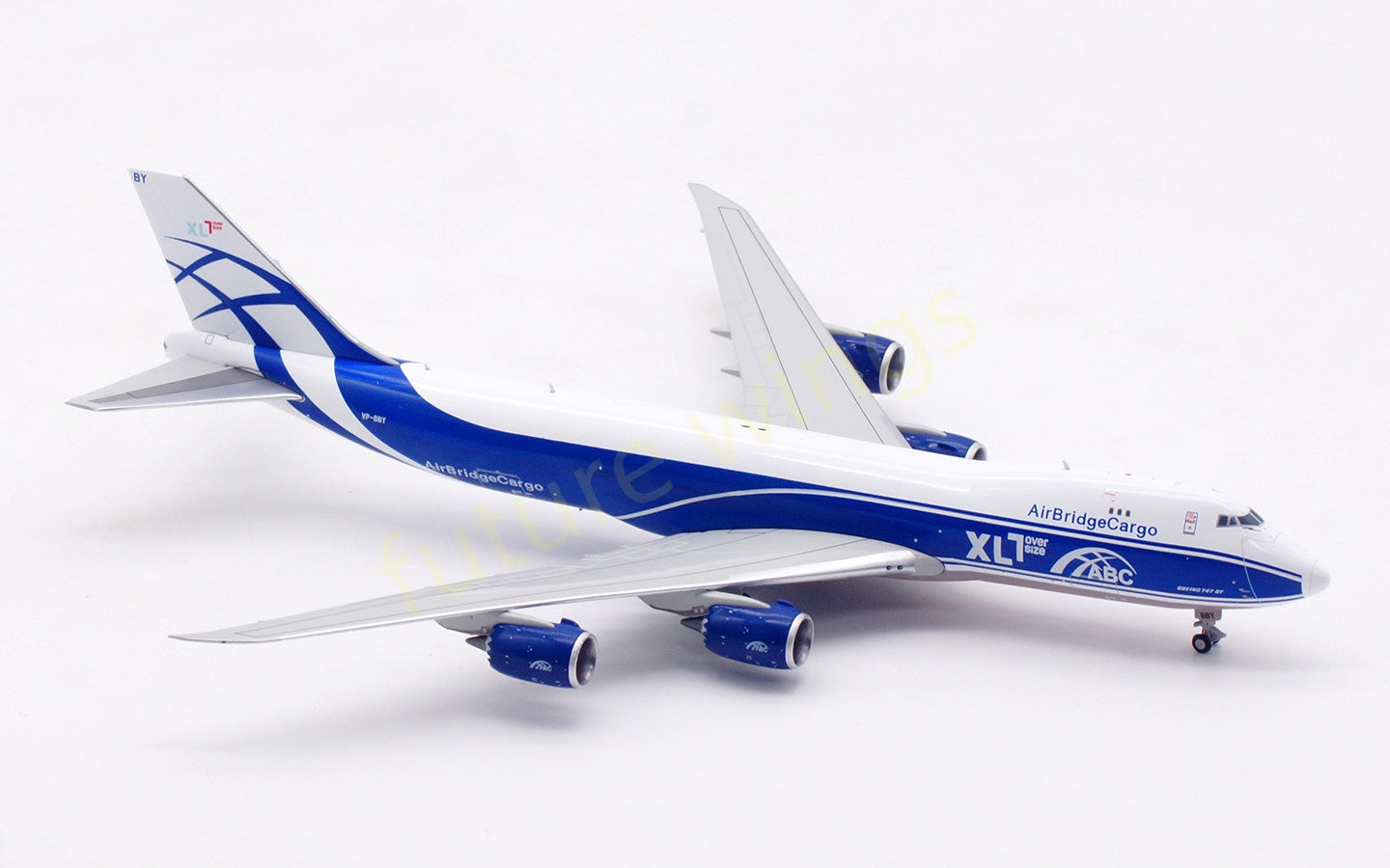 1:400 HX Models AirBridgeCargo B747-8F VP-BBY Aircraft Model Free Tractor+Stand