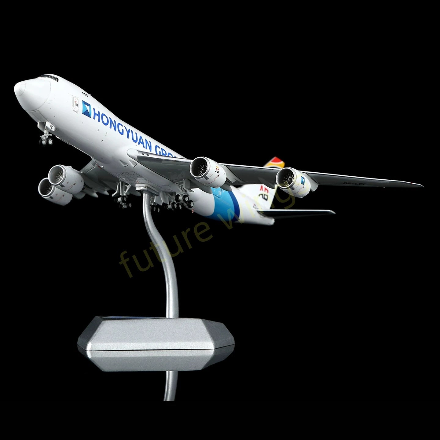 1:400 HX Models Hong Yuan Group B747-8F OE-LFC Aircraft Model Free Tractor+Stand