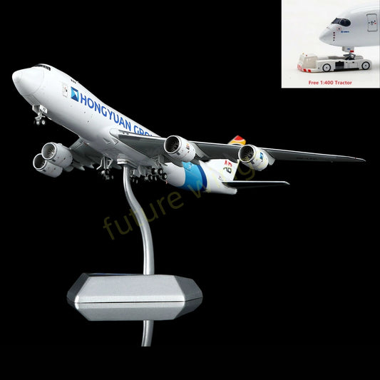1:400 HX Models Hong Yuan Group B747-8F OE-LFC Aircraft Model Free Tractor+Stand