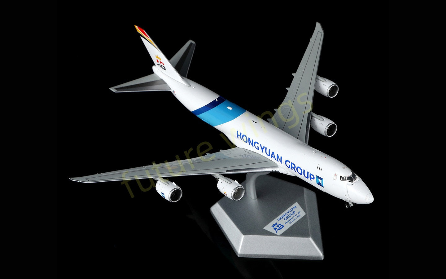1:400 HX Models Hong Yuan Group B747-8F OE-LFC Aircraft Model Free Tractor+Stand