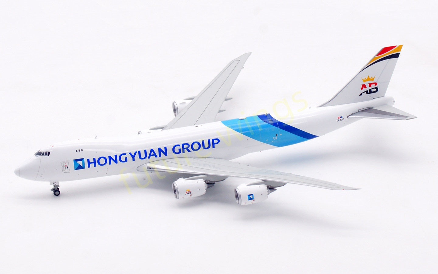 1:400 HX Models Hong Yuan Group B747-8F OE-LFC Aircraft Model Free Tractor+Stand