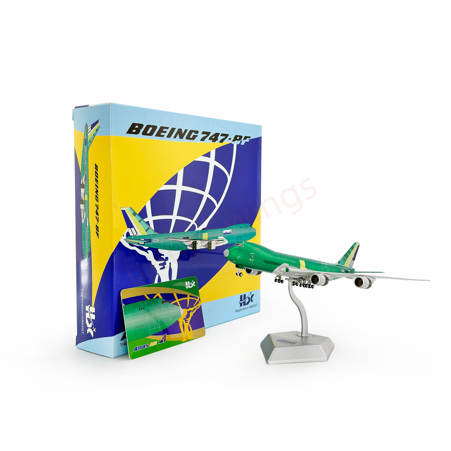 (RARE)1:400 HX Models Atlas Air B747-8F N863GT Aircraft Model Free Tractor+Stand