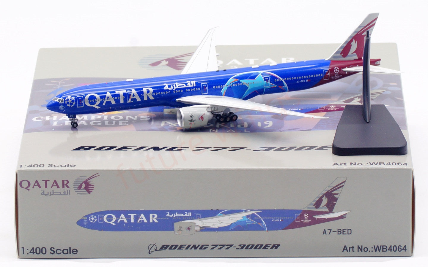 1:400 Aviation400 Qatar Airways B777-300ER A7-BED Free Tractor+Stand