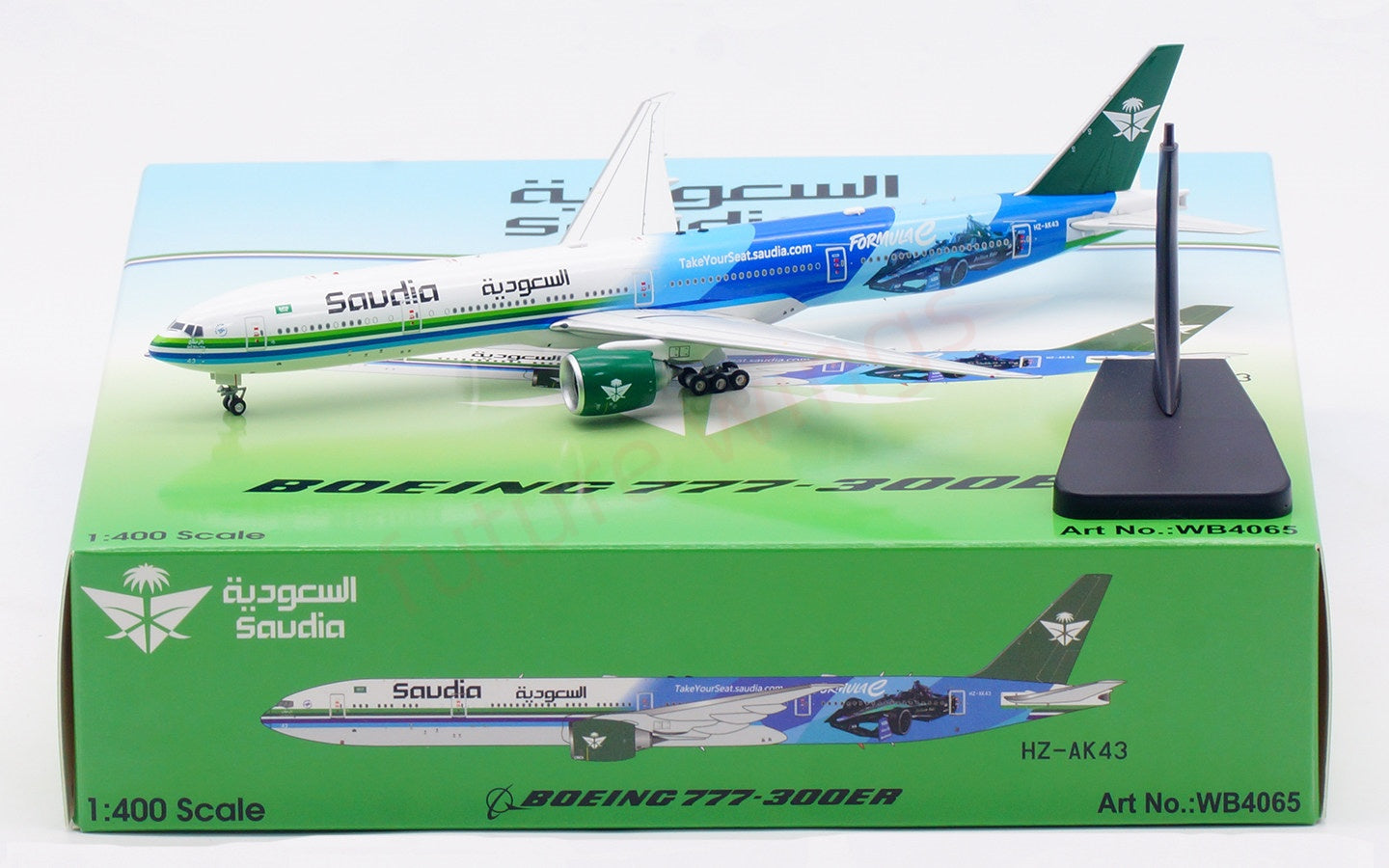 1:400 Aviation400 Saudia B777-300ER HZ-AK43 Free Tractor+Stand