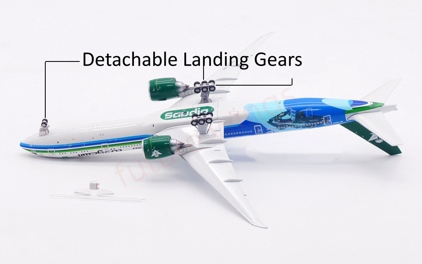 1:400 Aviation400 Saudia B777-300ER HZ-AK43 Free Tractor+Stand