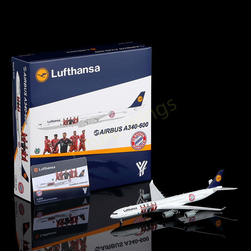 1:400 YY Wings Lufthansa Airlines A340-600 D-AIHZ Aircraft Model+Free Tractor