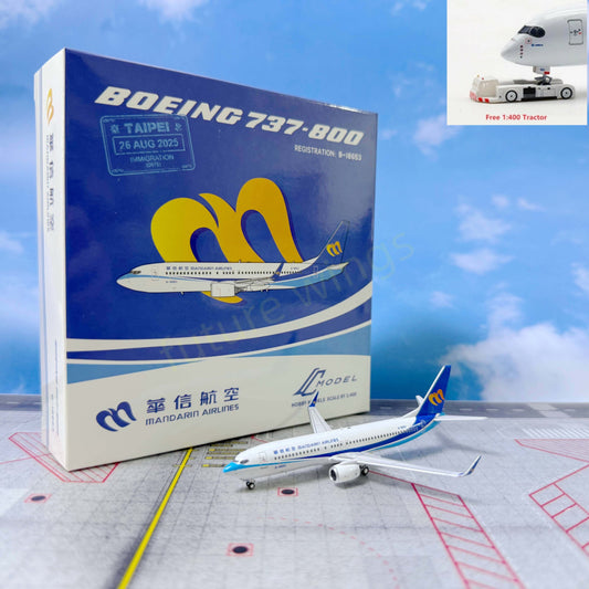 1:400 C MODEL C0062 Mandarin Airlines B737-800 B-18653 Aircraft Model+Free Tractor