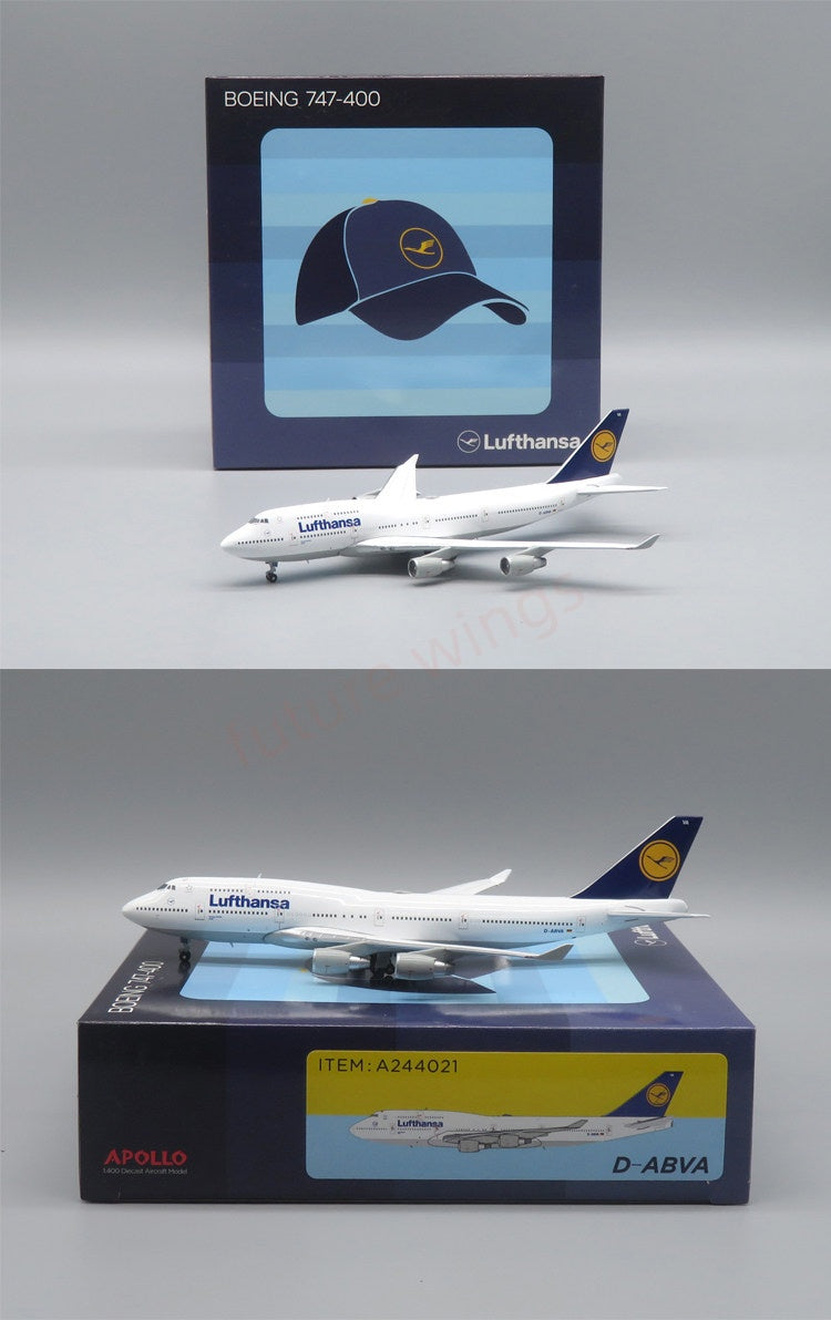 1:400 Apollo Lufthansa Airline B747-400 D-ABVA Aircraft Model+Free Tractor