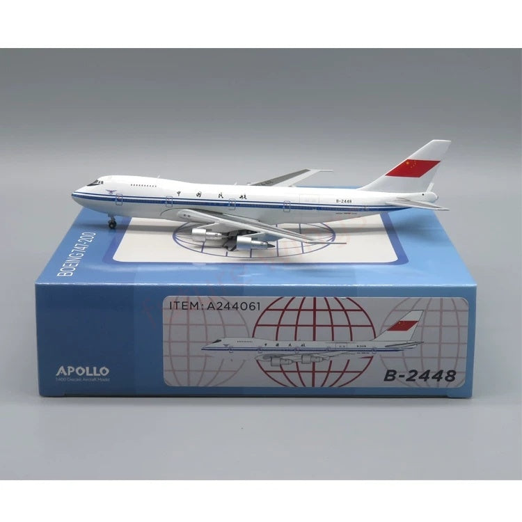 1:400 Apollo CAAC B747-200 B-2448 Aircraft Model+Free Tractor