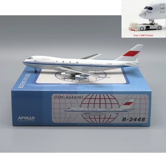 1:400 Apollo CAAC B747-200 B-2448 Aircraft Model+Free Tractor