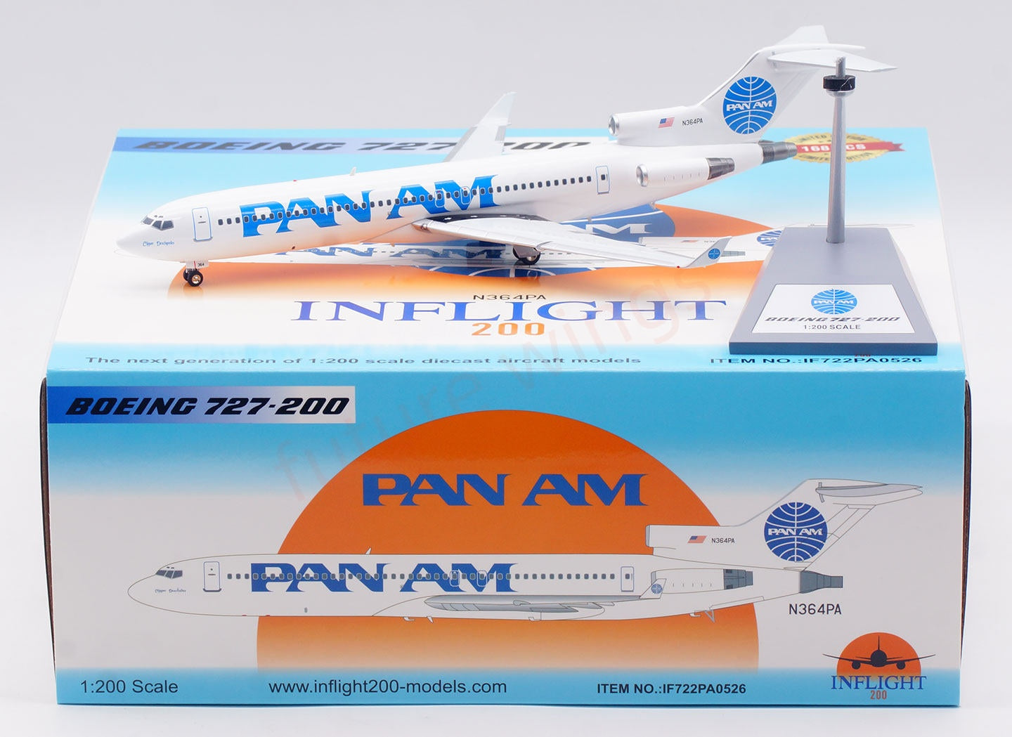 1:200 InFlight200 PAN AM B727-200 N364P Diecastt Aircraft Model