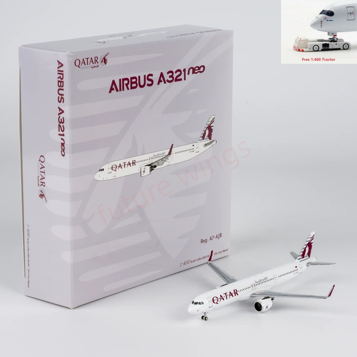 1:400 NG Models NG13147 Qatar Airways A321neo A7-AJB Aircraft Model+Free Tractor