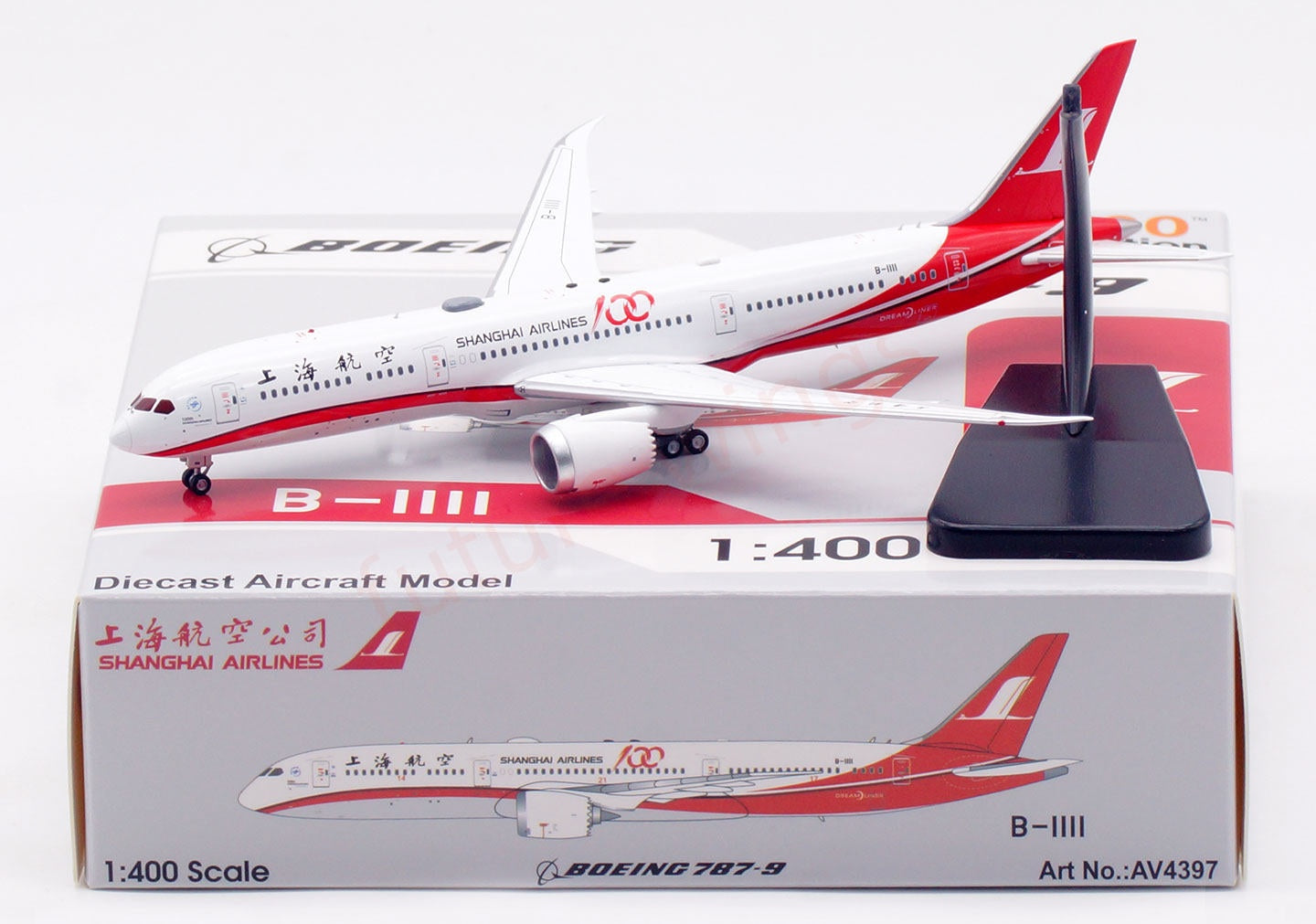 1:400 Aviation400 ShangHai Airlines B787-9 B-1111 Free Tractor +Stand