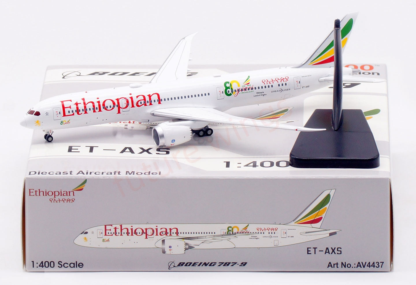 1:400 Aviation400 Ethiopian Airlines B787-9 ET-AXS Free Tractor +Stand