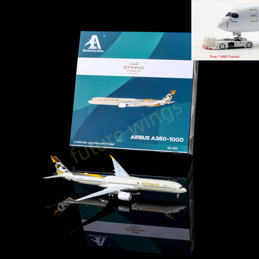 1:400 AeroPolaris Etihad Airways A350-1000 A6-XWL Aircraft Model+Free Tractor