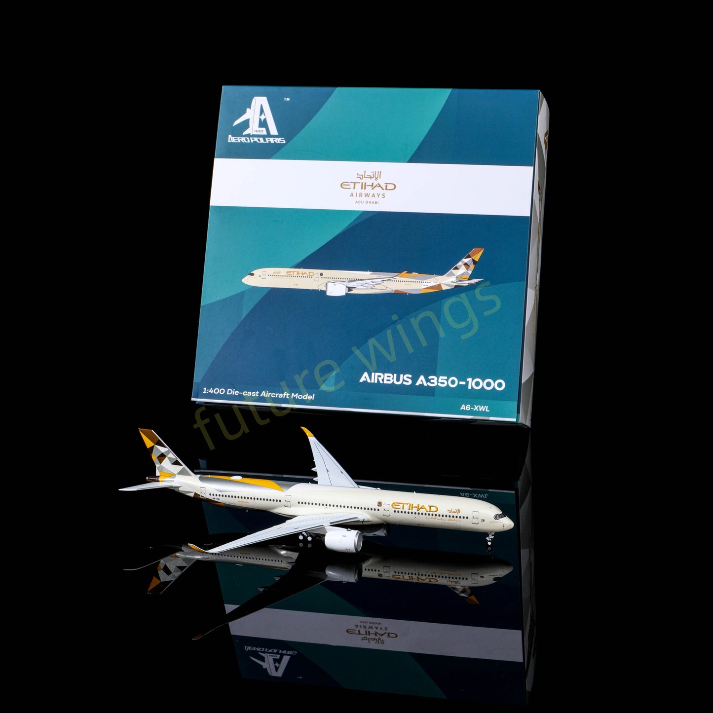 1:400 AeroPolaris Etihad Airways A350-1000 A6-XWL Aircraft Model+Free Tractor