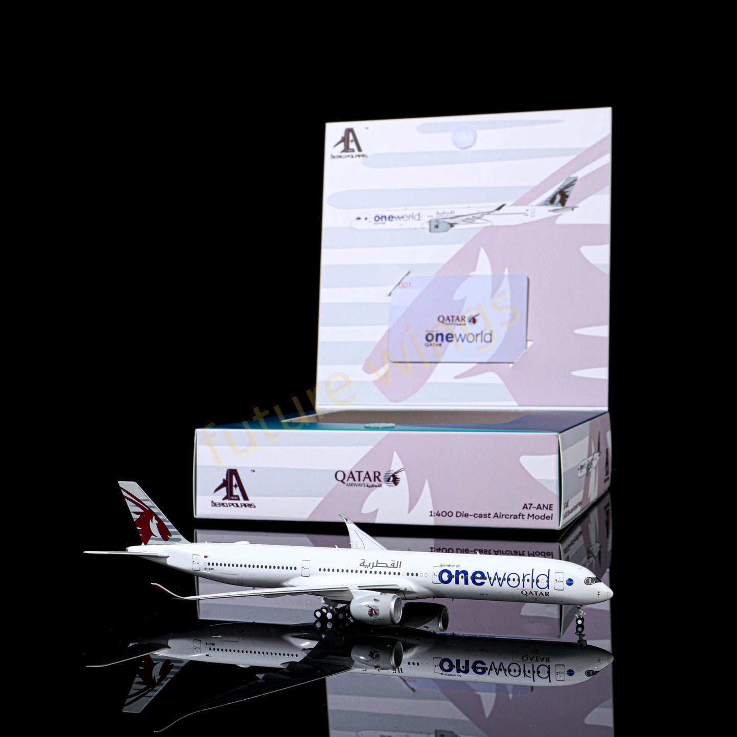 1:400 AeroPolaris Qatar Airways A350-1000 A7-ANE "One World" Aircraft Model+Free Tractor