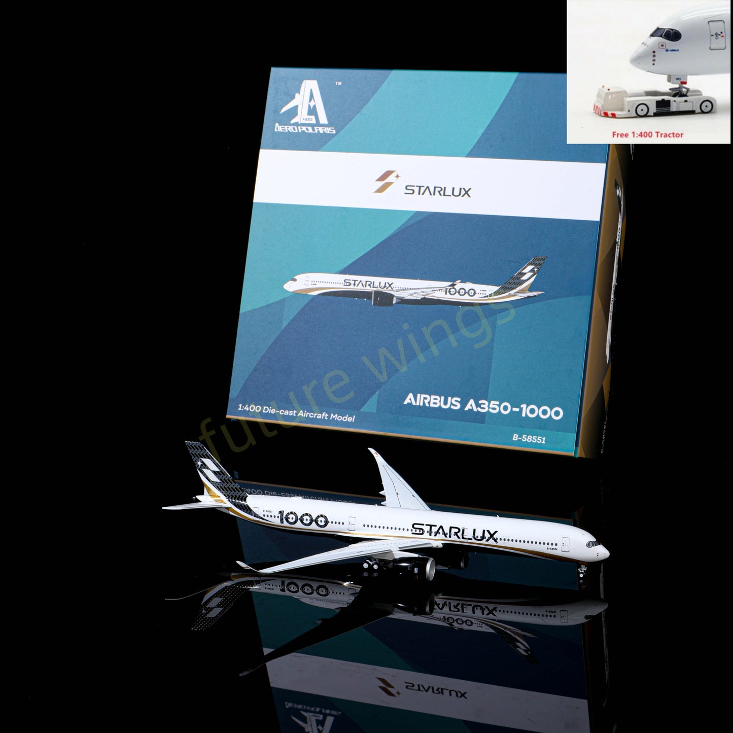 1:400 AeroPolaris StarLux Airlines A350-1000 B-58551 Aircraft Model+Free Tractor