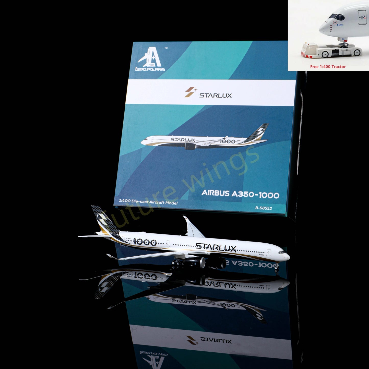 1:400 AeroPolaris StarLux Airlines A350-1000 B-58552 Aircraft Model+Free Tractor