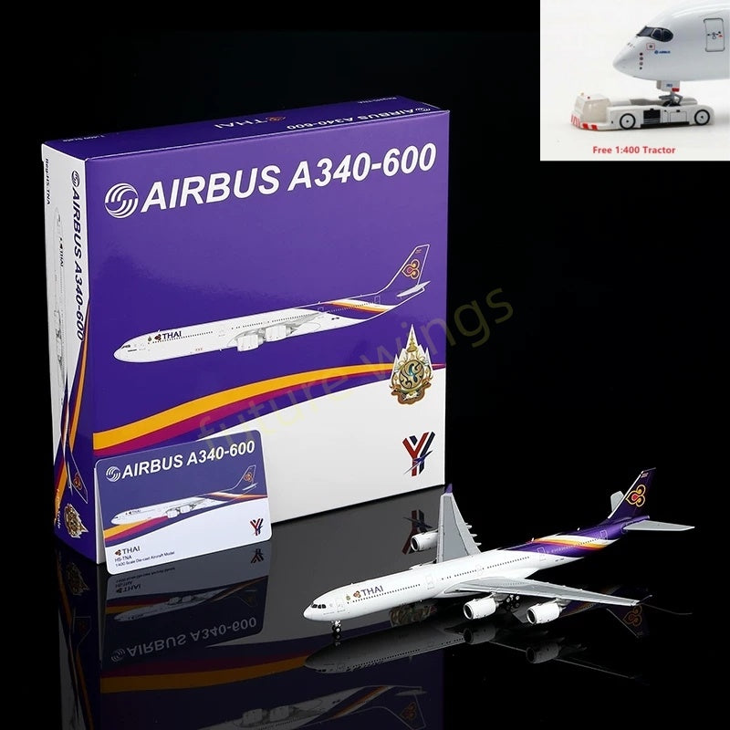 1:400 YY Wings Thai Airways A340-600 HS-TNA Aircraft Model+Free Tractor