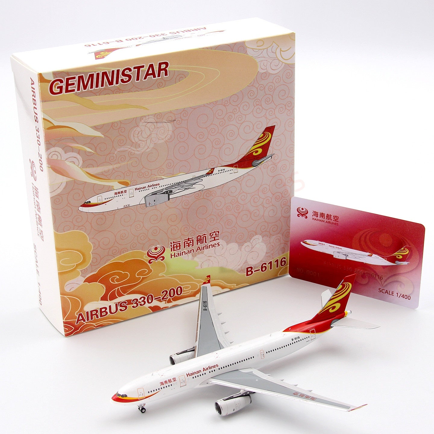 1:400 GeminiStar Hainan Airlines A330-200 B-6116 Aircraft Model+Free Tractor