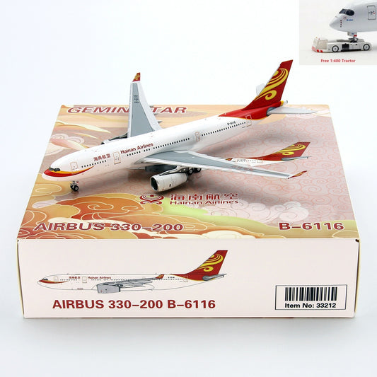 1:400 GeminiStar Hainan Airlines A330-200 B-6116 Aircraft Model+Free Tractor