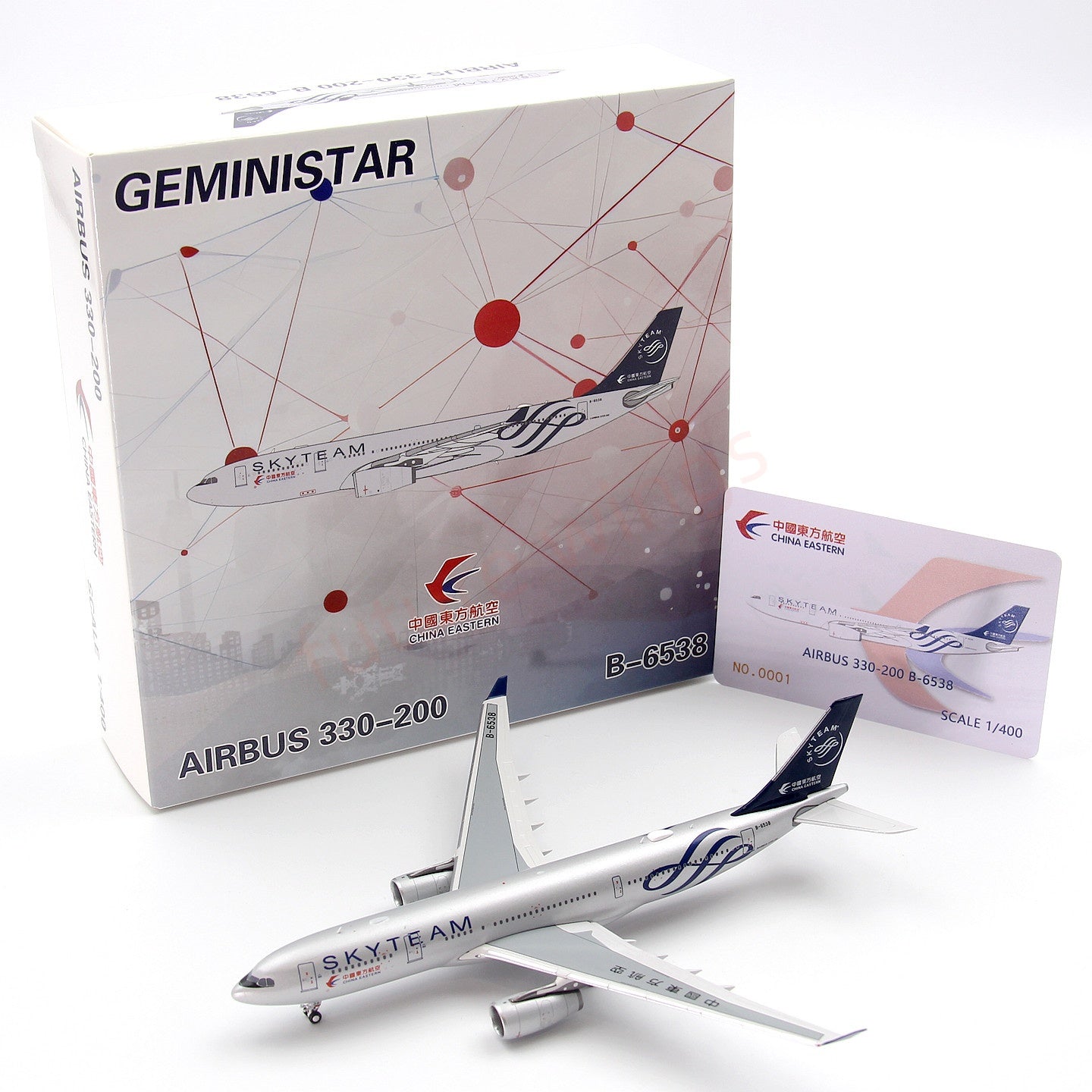 1:400 GeminiStar China Eastern Airlines A330-200 B-6538 Aircraft Model+Free Tractor
