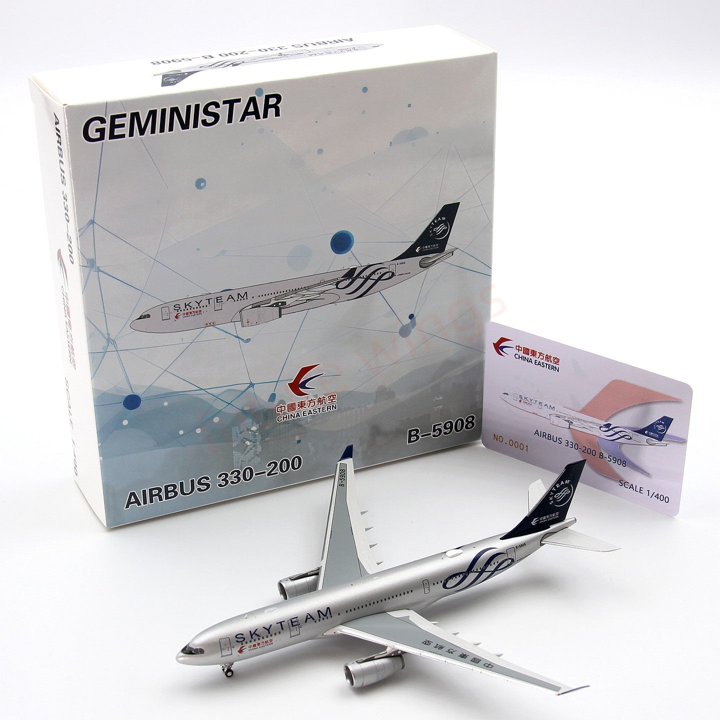 1:400 GeminiStar China Eastern Airlines A330-200 B-5908 Aircraft Model+Free Tractor