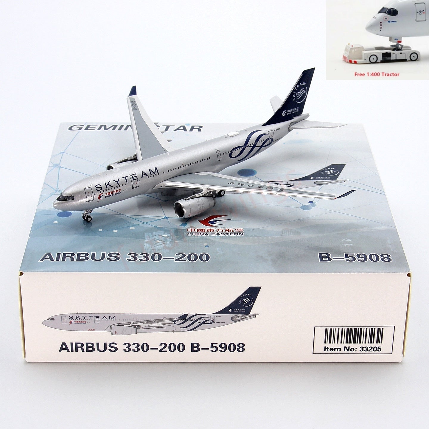 1:400 GeminiStar China Eastern Airlines A330-200 B-5908 Aircraft Model+Free Tractor