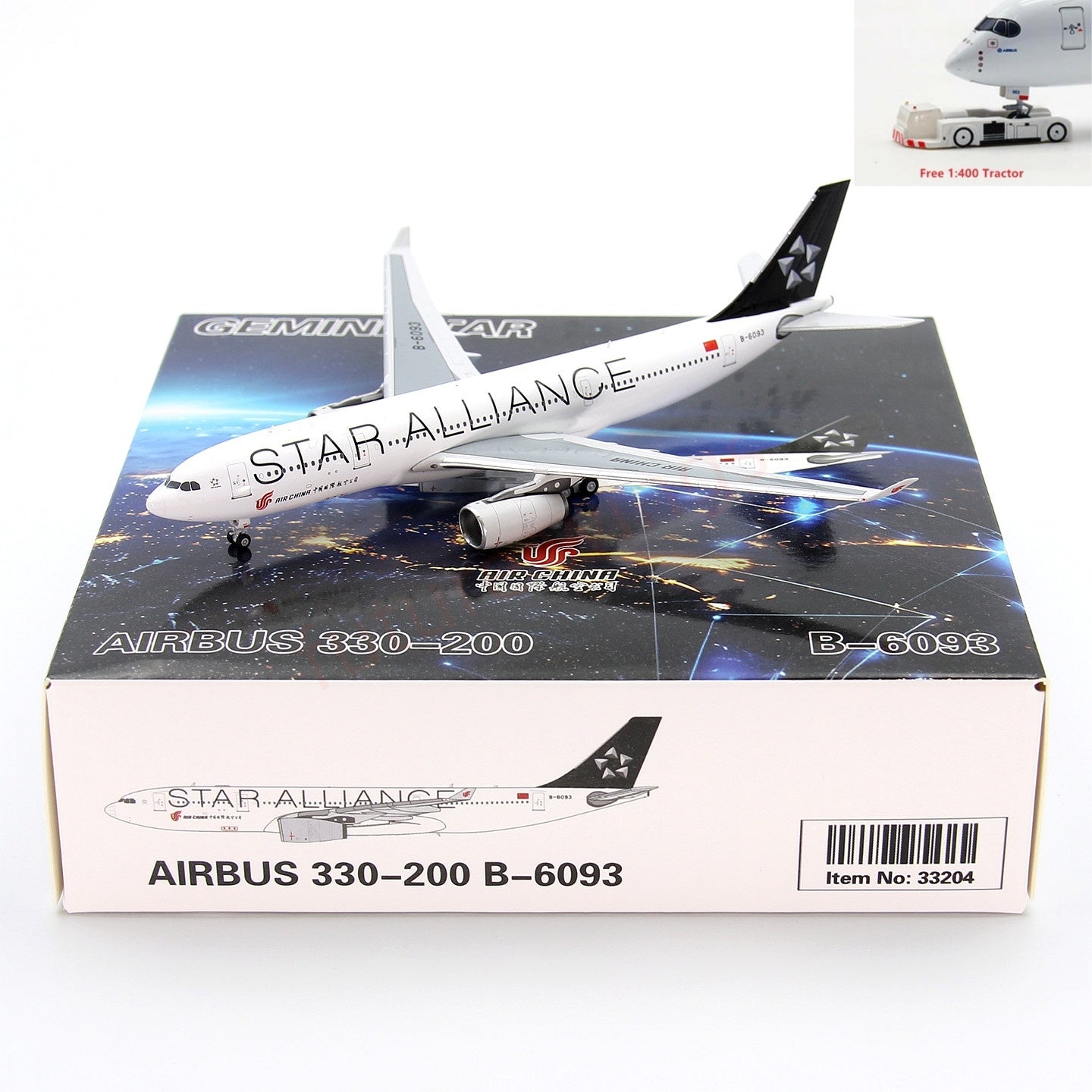 1:400 GeminiStar Air China A330-200 B-6093 Aircraft Model+Free Tractor