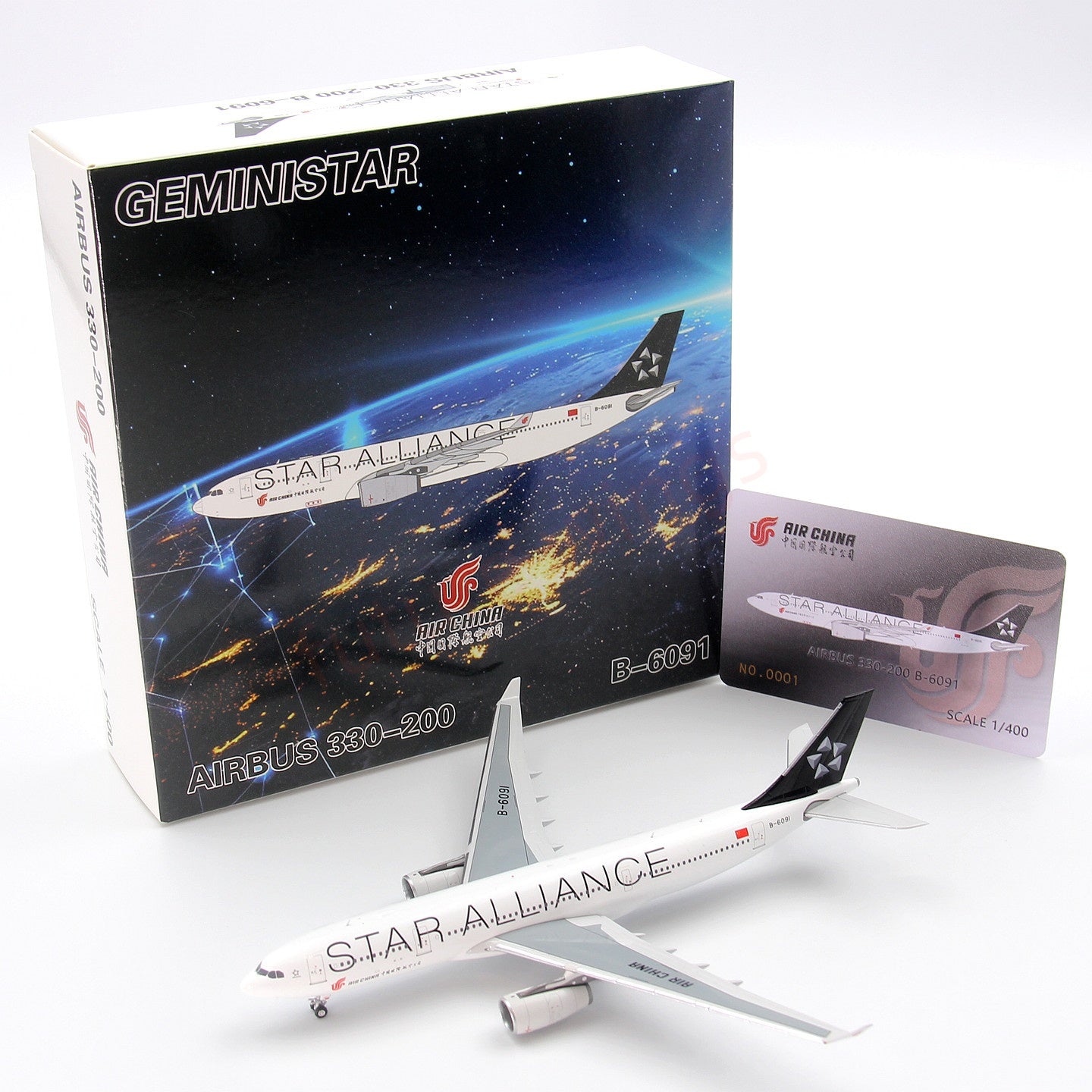 1:400 GeminiStar Air China A330-200 B-6091 Aircraft Model+Free Tractor