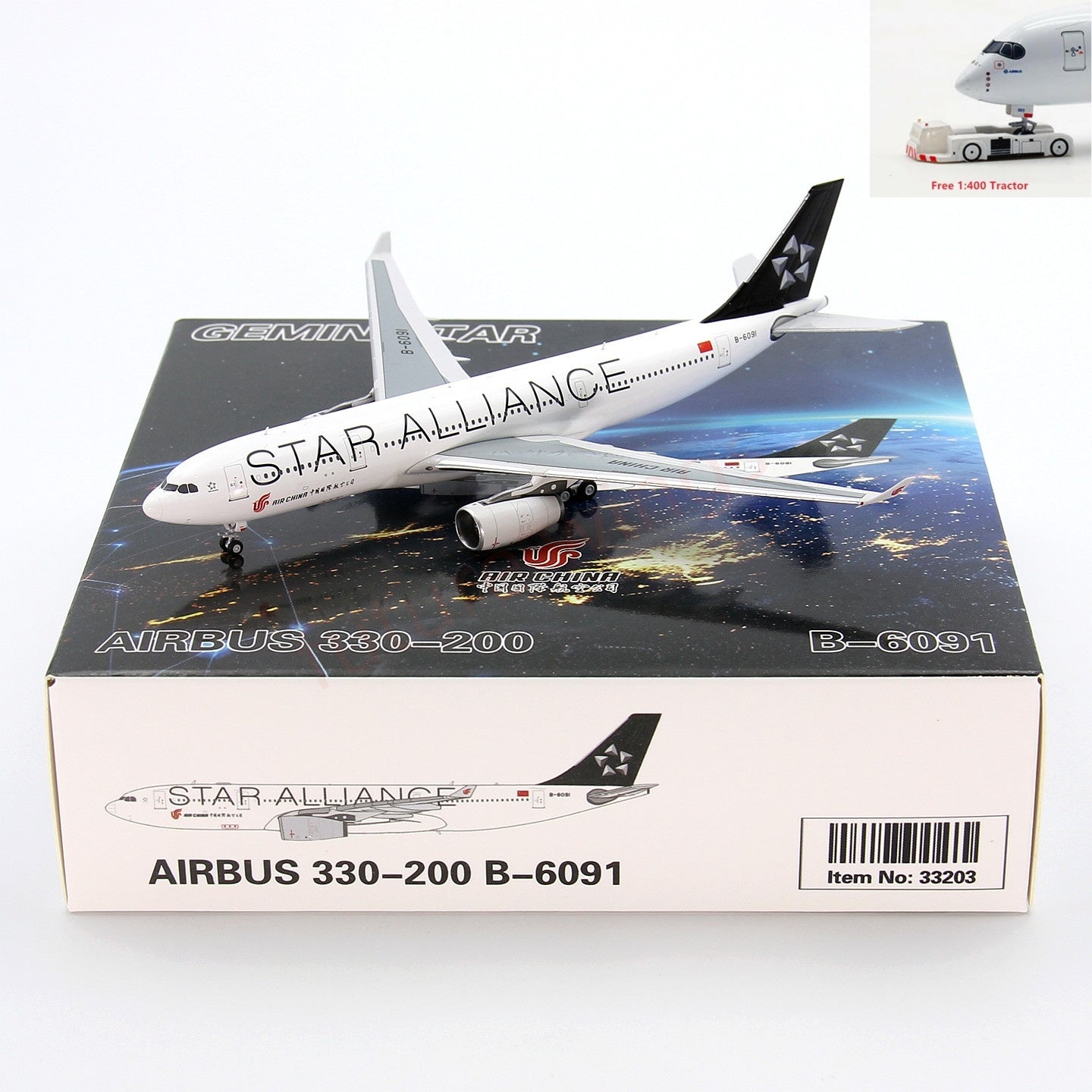 1:400 GeminiStar Air China A330-200 B-6091 Aircraft Model+Free Tractor