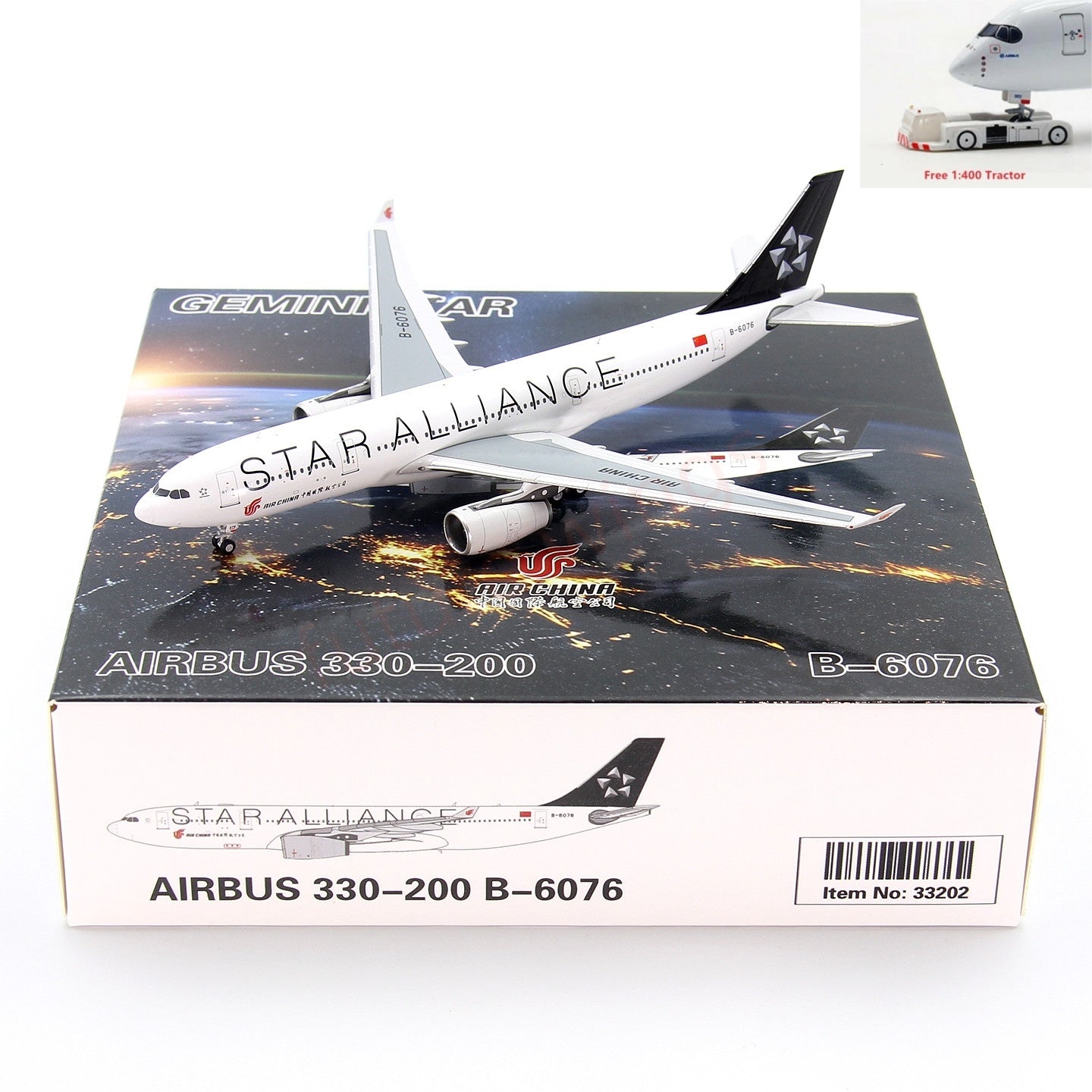 1:400 GeminiStar Air China A330-200 B-6076 Aircraft Model+Free Tractor