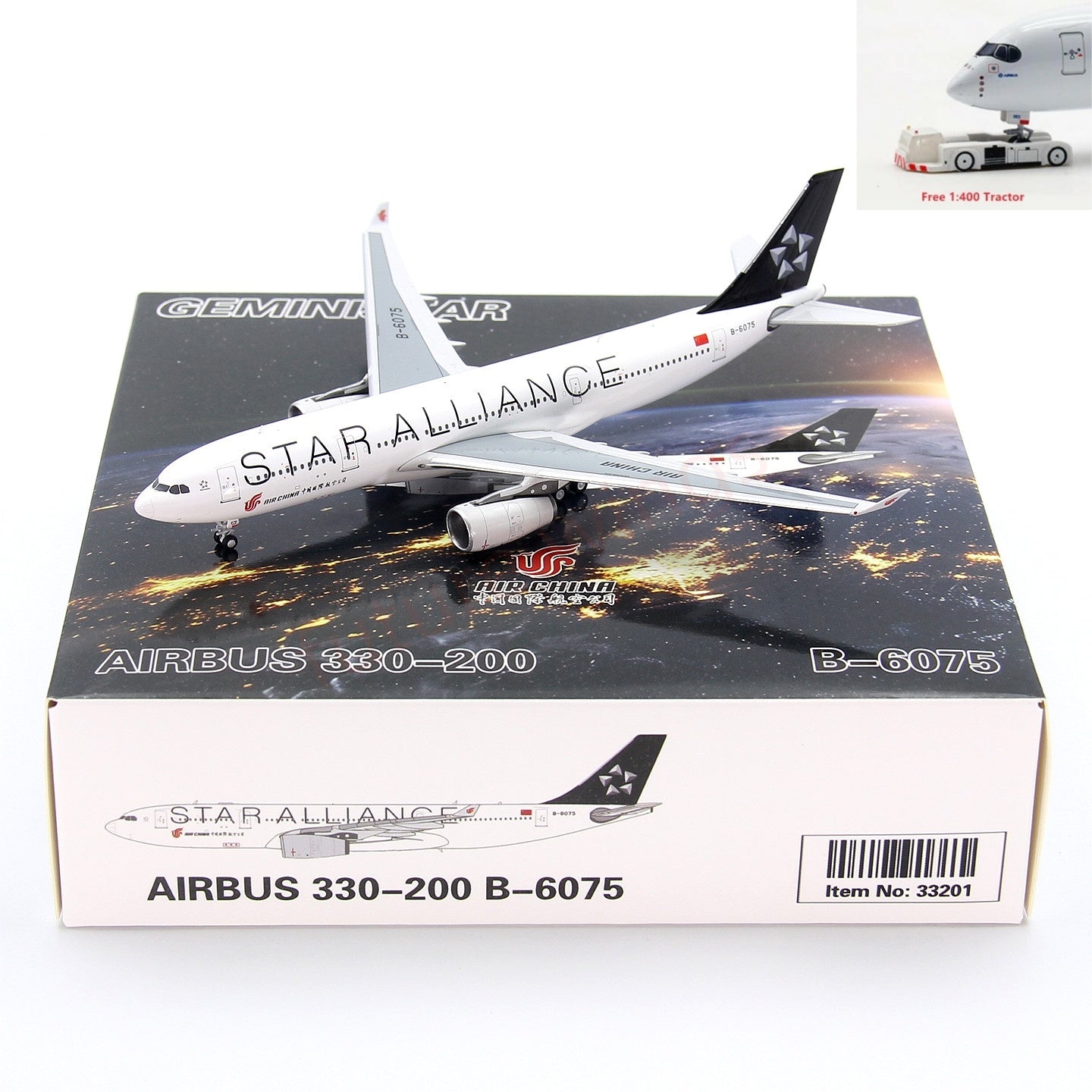 1:400 GeminiStar Air China A330-200 B-6075 Aircraft Model+Free Tractor