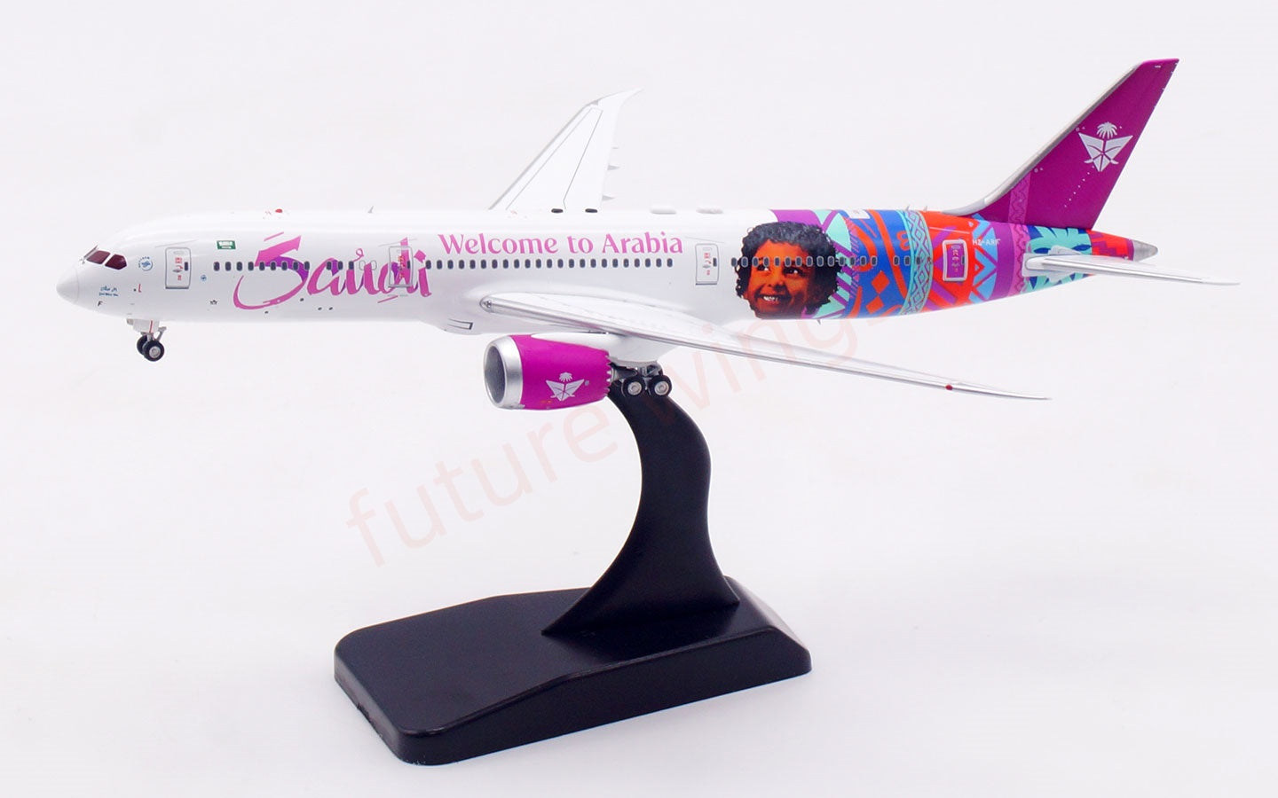 1:400 Aviation400 Saudi B787-9 HZ-ARF Aircraft Model Free Tractor +Stand