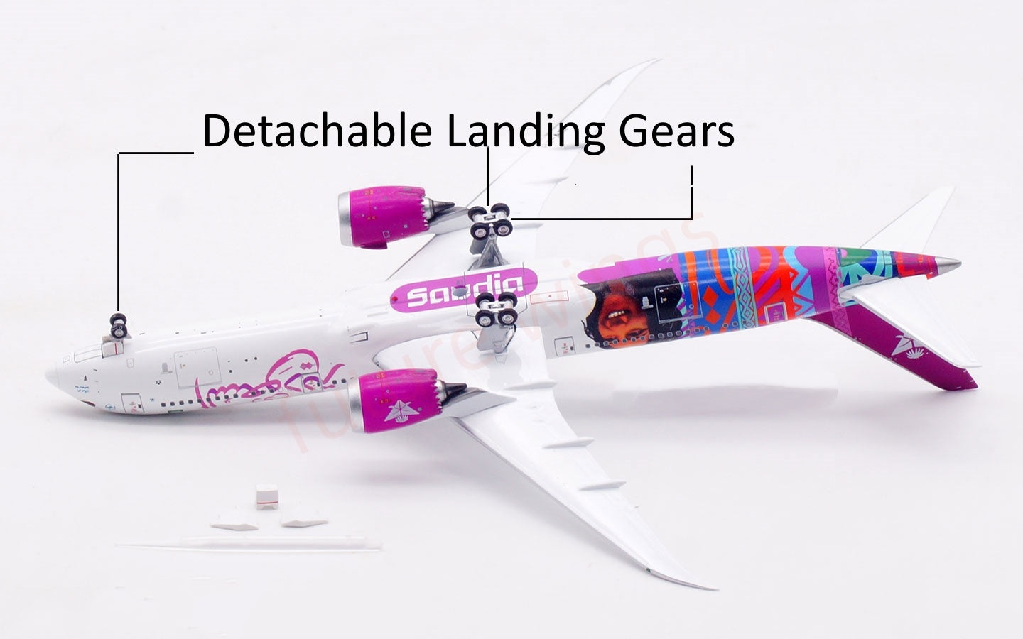 1:400 Aviation400 Saudi B787-9 HZ-ARF Aircraft Model Free Tractor +Stand