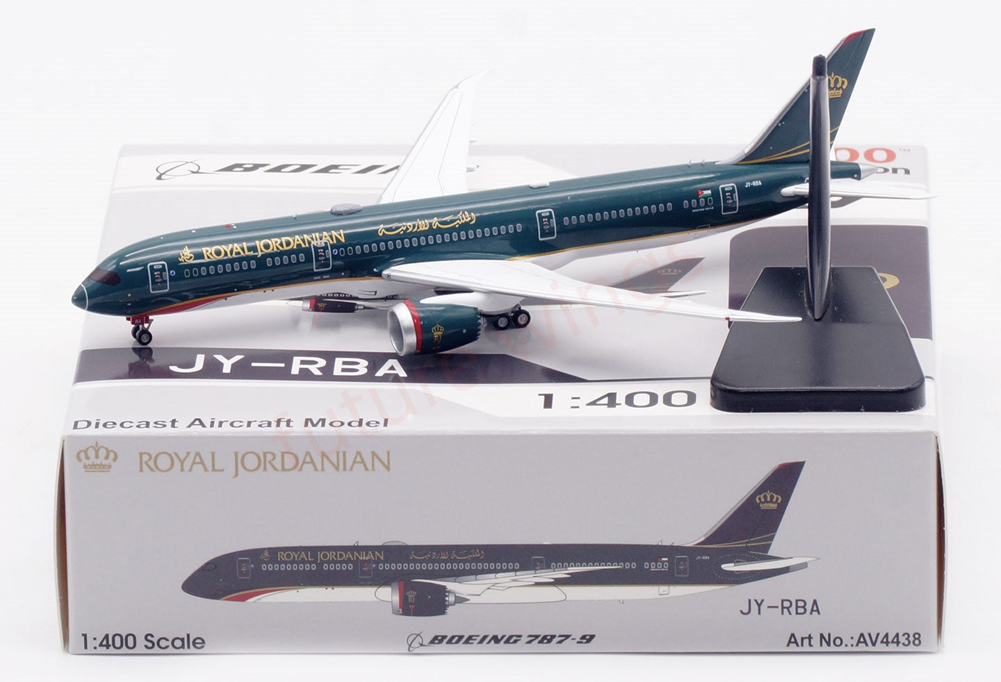 1:400 Aviation400 Royal Jordanian Airlines B787-9 JY-RBA Aircraft Model Free Tractor +Stand