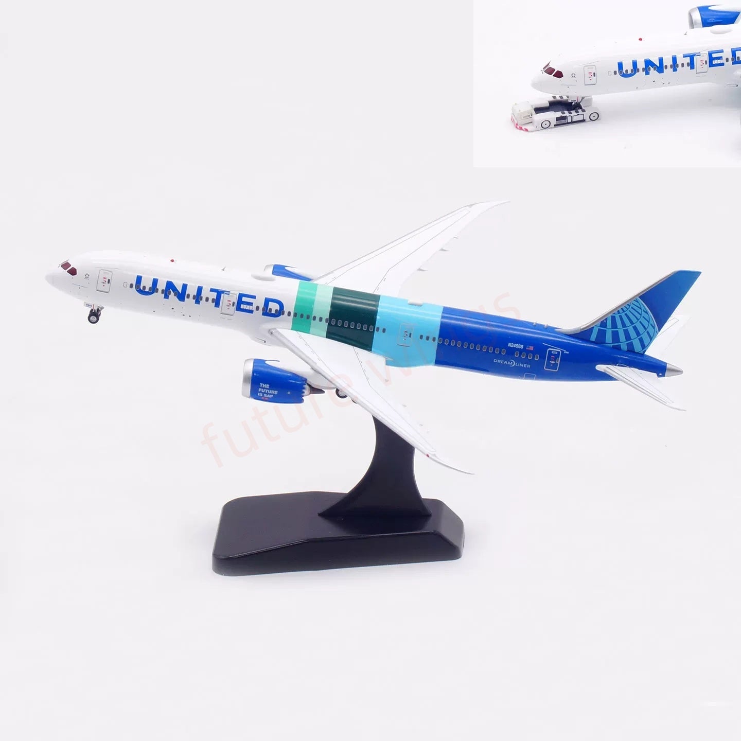 1:400 Aviation400 United Airlines B787-9 N24988 Aircraft Model Free Tractor +Stand