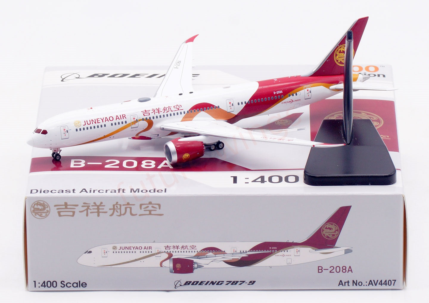 1:400 Aviation400 JuneYao Air B787-9 B-208A Aircraft Model Free Tractor+Stand