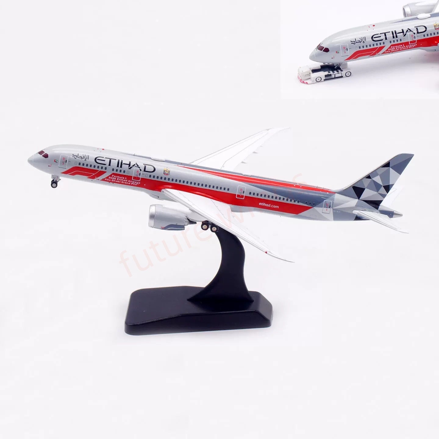 1:400 Aviation400 Etihad Airways B787-9 A6-BLV "F1" Aircraft Model Free Tractor+Stand