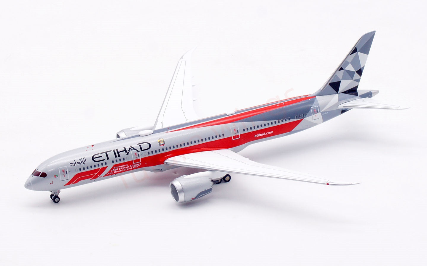 1:400 Aviation400 Etihad Airways B787-9 A6-BLV "F1" Aircraft Model Free Tractor+Stand