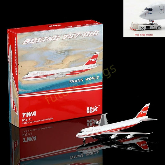 1:400 HX Models TWA B747-100 N53111/N93105/N93107 Aircraft Model+Free Tractor