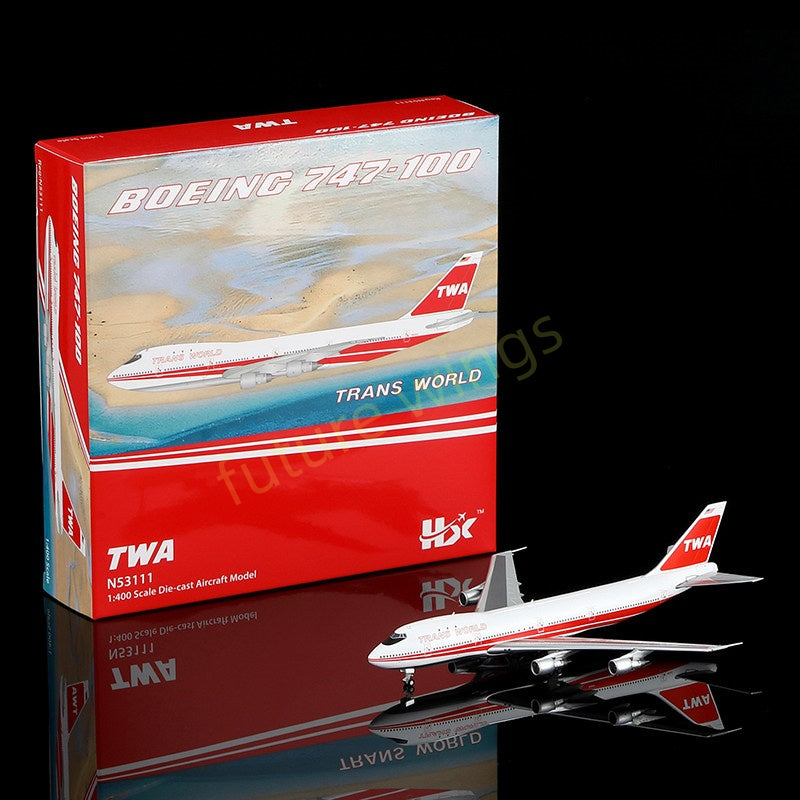 1:400 HX Models TWA B747-100 N53111/N93105/N93107 Aircraft Model+Free Tractor