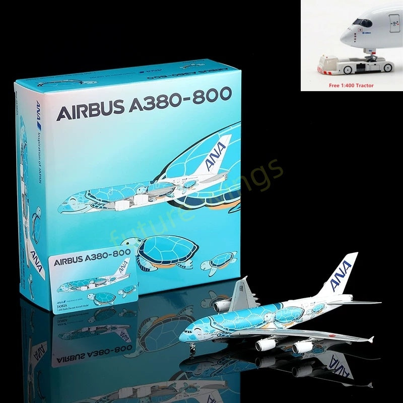 1:400 HX Models ANA A380 JA381A JA382A JA383A Aircraft Model+Free Tractor