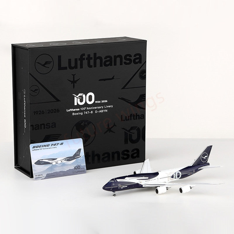 1:400 HX Models Lufthansa Airlines B747-8 D-ABYN "100Years"+Free Tractor