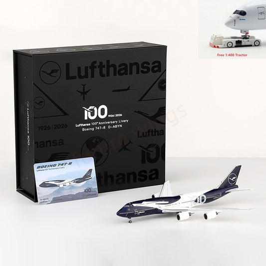 1:400 HX Models Lufthansa Airlines B747-8 D-ABYN "100Years"+Free Tractor