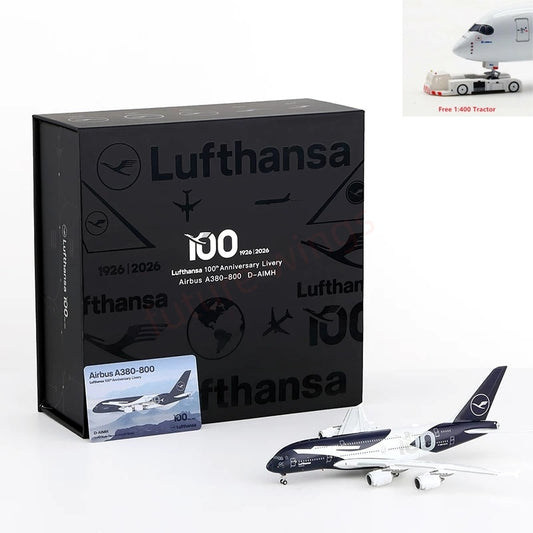 1:400 HX Models Lufthansa Airlines A380 D-AIMH "100Years"+Free Tractor