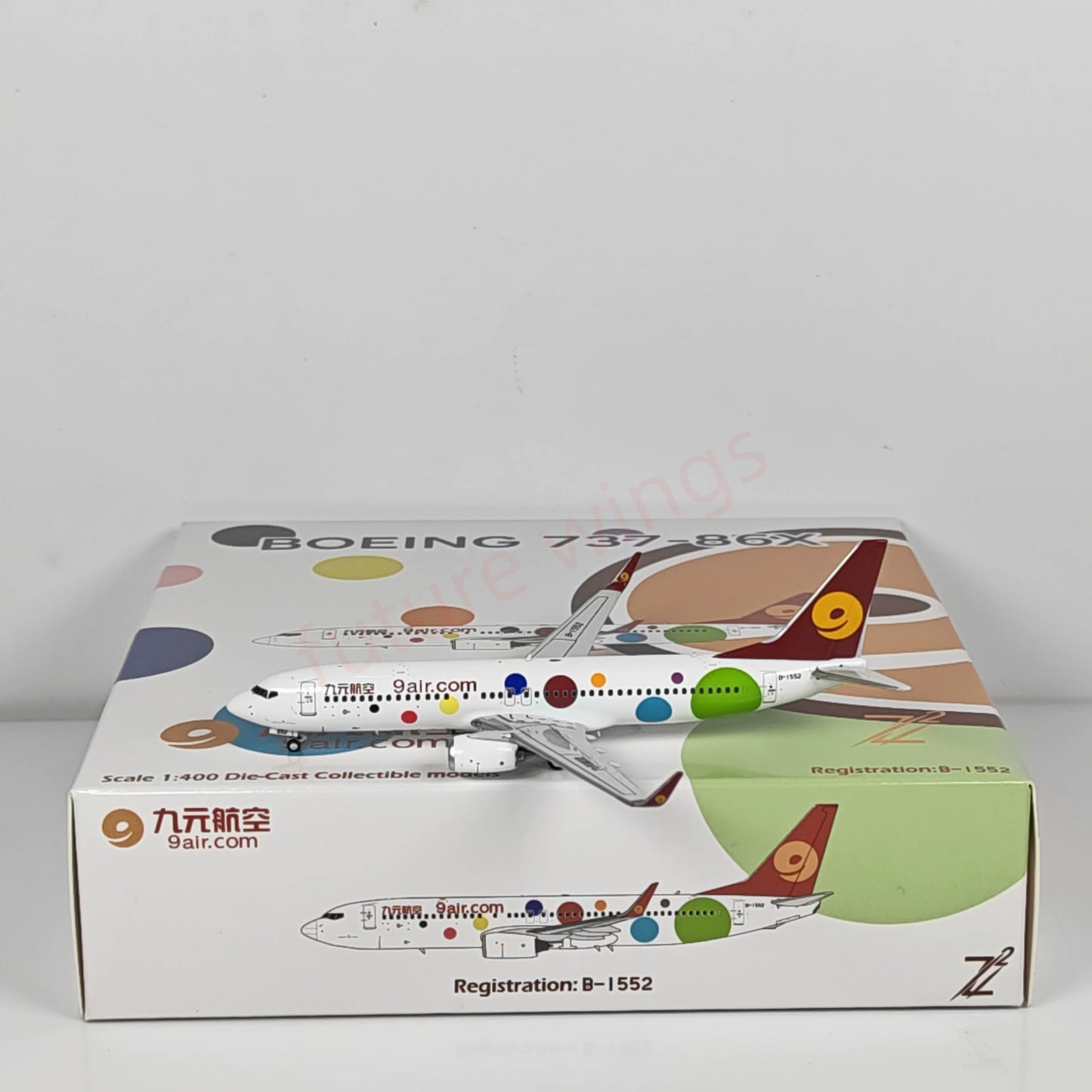 1:400 Z² Model 9Air B737-800 B-1552 Aircraft Model+Free Tractor