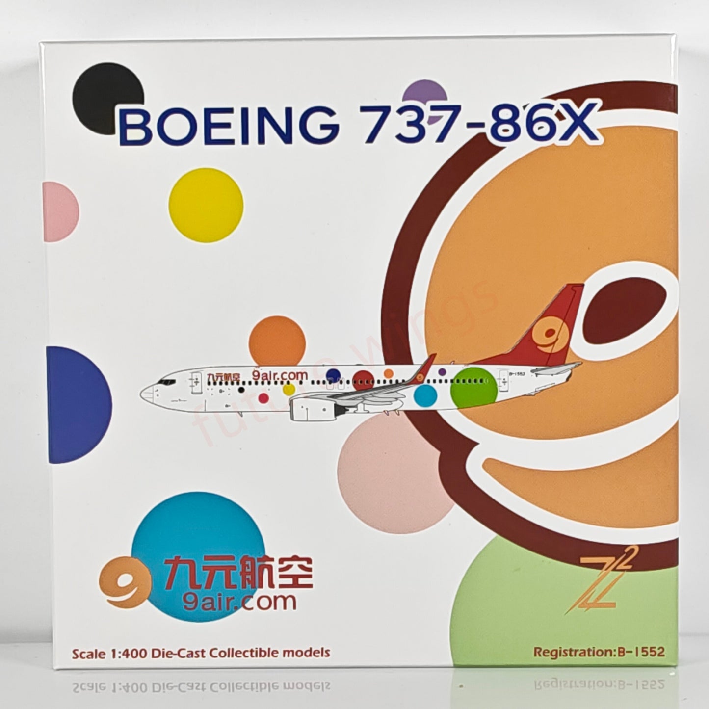 1:400 Z² Model 9Air B737-800 B-1552 Aircraft Model+Free Tractor